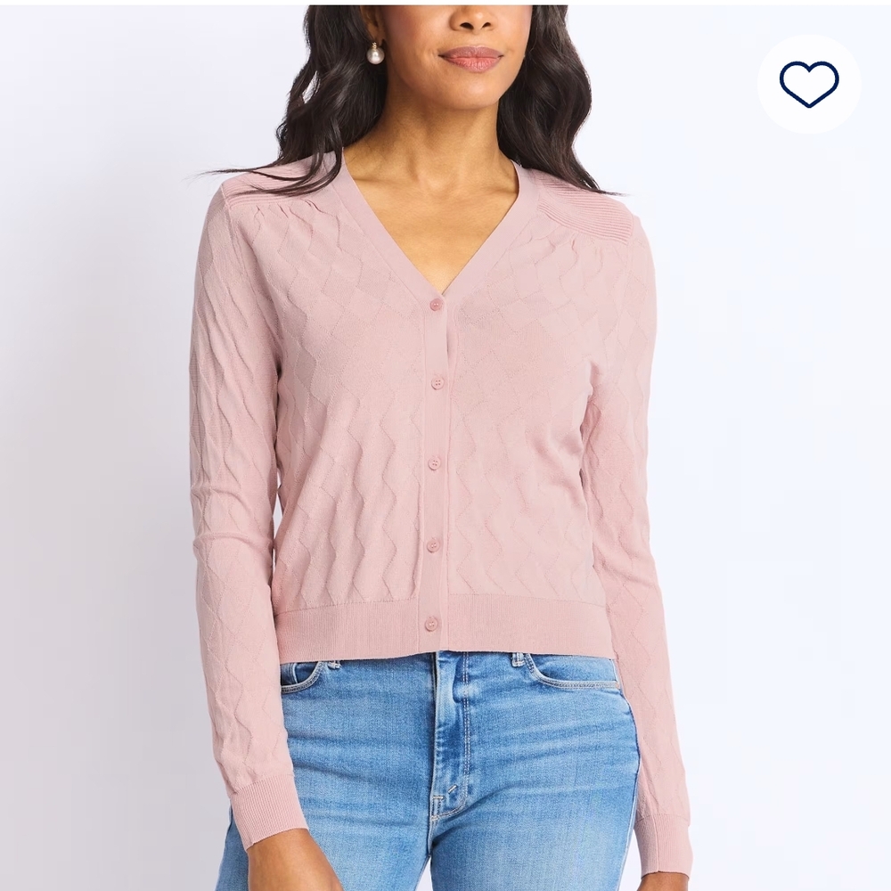 Daniel Rainn Blush V-Neck Button-Up Cardigan